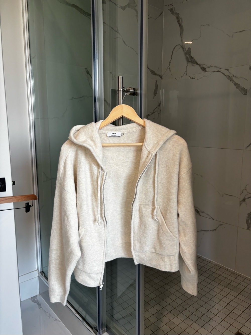 TNA Cream Zip-Up Bomber Hoodie